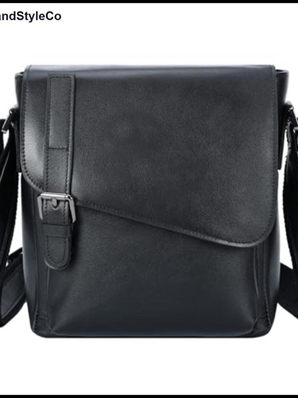 Full Grain Calfskin Leather Crossbody Messenger Bag Fits 10" Tablet for Men